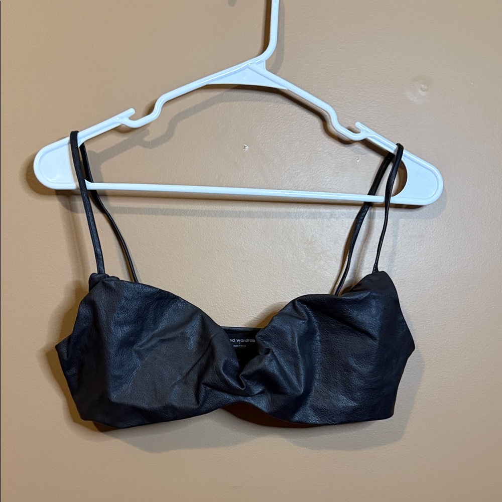 Naked Wardrobe black faux leather bralette. - Picture 2 of 4